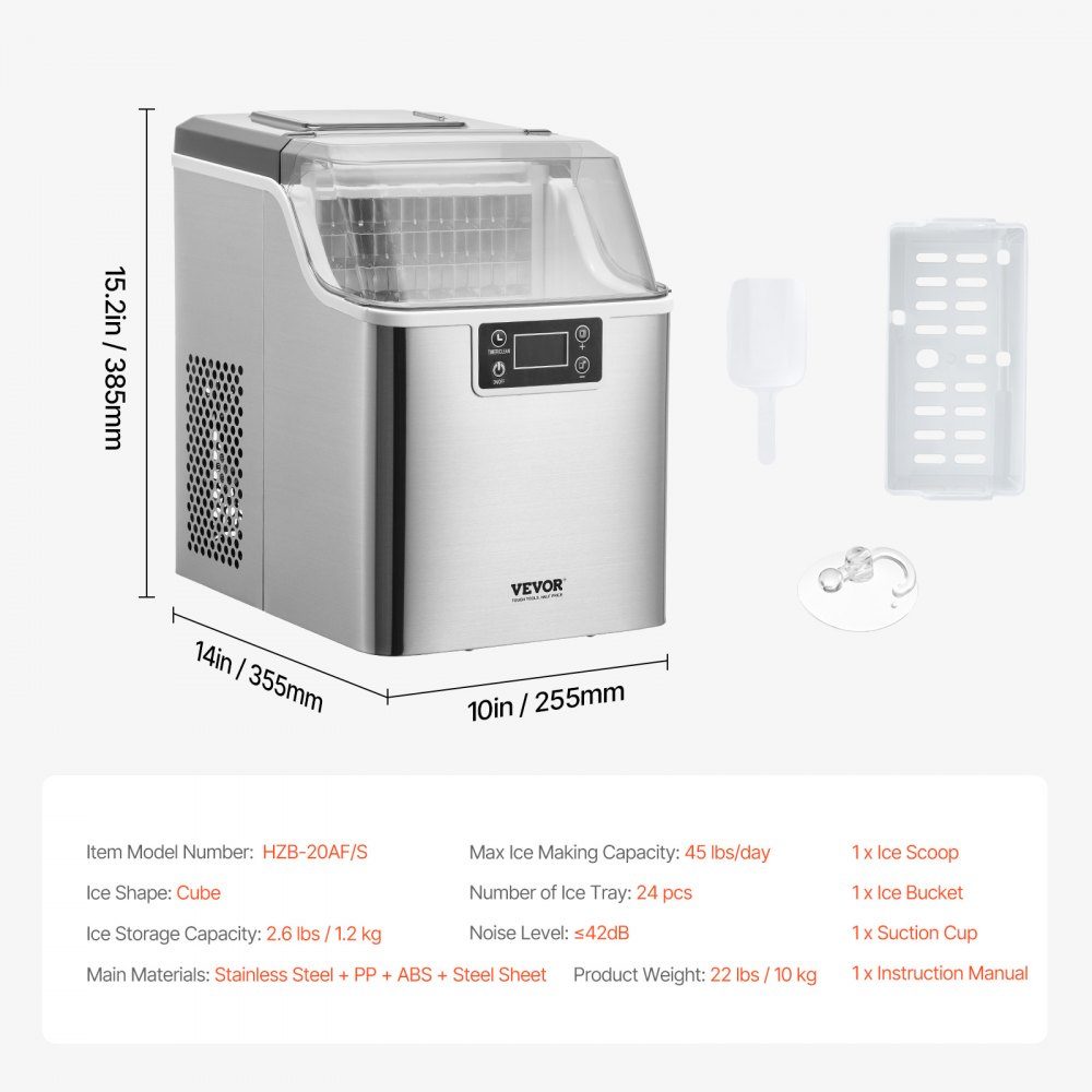 Eiswürfelbereiter, Eismaschine, Eiswürfelmaschine, 24 Würfel in 15 Minuten, 20,4 kg/24 Stunden, tragbarer Eiswürfelbereiter mit Schaufel und Korb, Eismaschine mit 3 Größen für Küche, Bar, Party