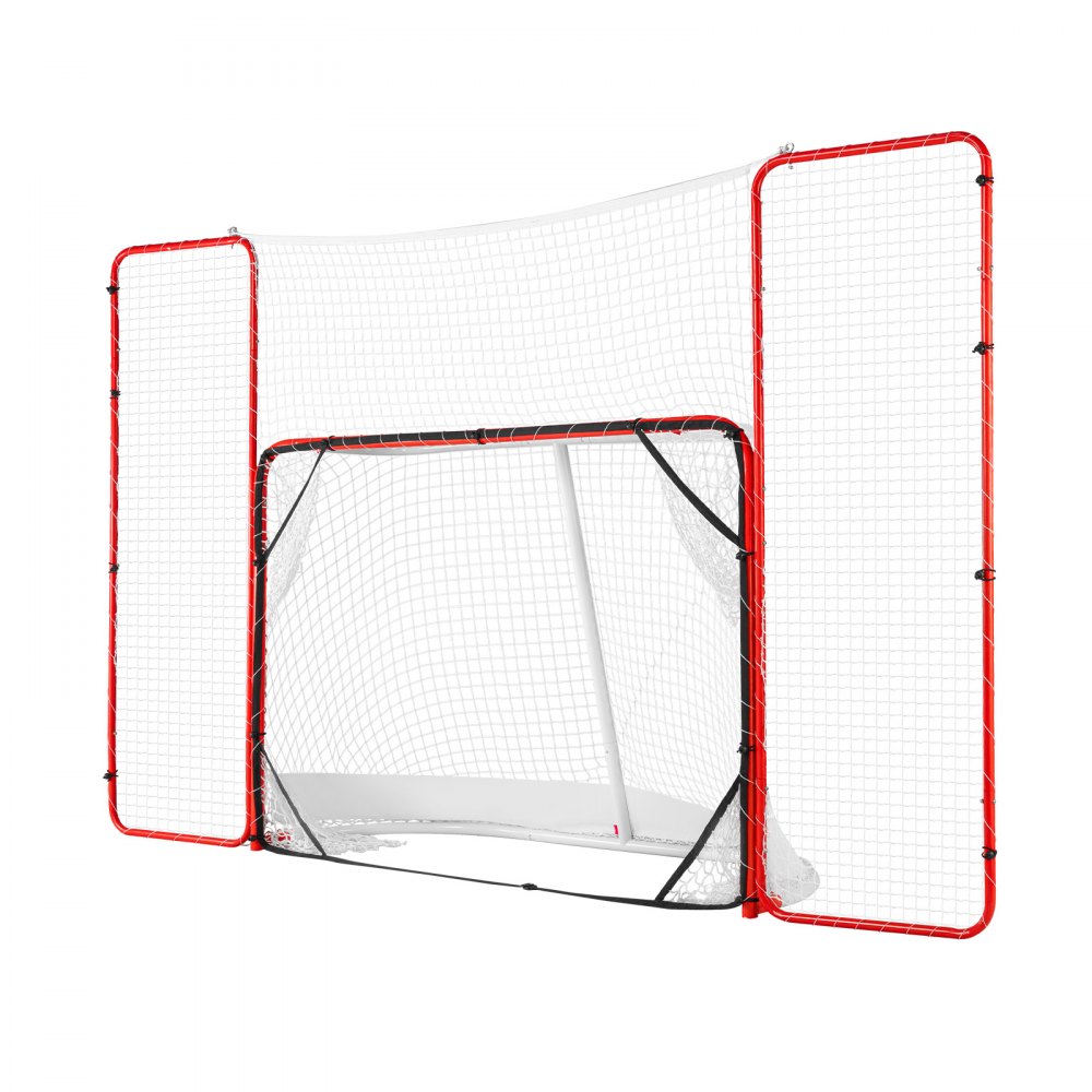 Hockey Goal Street Hockey Net with Backstop and Goals, Street Hockey Goal Hockey Net, 310x183cm Pro Hockey Training Goal Set, Portable Indoor Outdoor Hockey Goal with Net, White/Red, Training Hockey Goal Street Hockey Net with Backstop and Goals, Street Hockey Goal Hockey Net, 310x183cm Pro Hockey Training Goal Set, Portable Indoor Outdoor Hockey Goal with Net, White/Red, Training