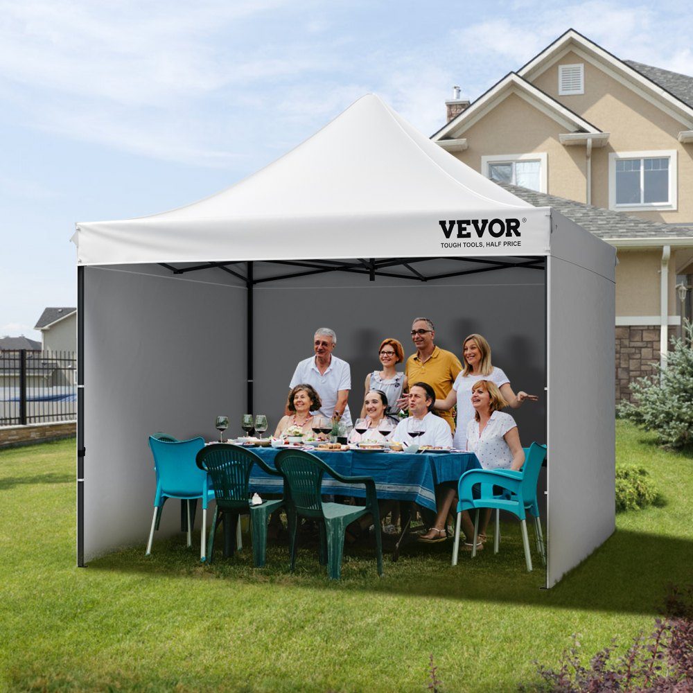 Pavillon 304,8x304,8x320cm Gartenzelt 500D PU Silberstoff Faltpavillon höhenverstellbar inkl. Aufbewahrungstasche Partyzelt 6-8 Personen Pop-up-Zelt weißer Gartenpavillon für Campingausflug