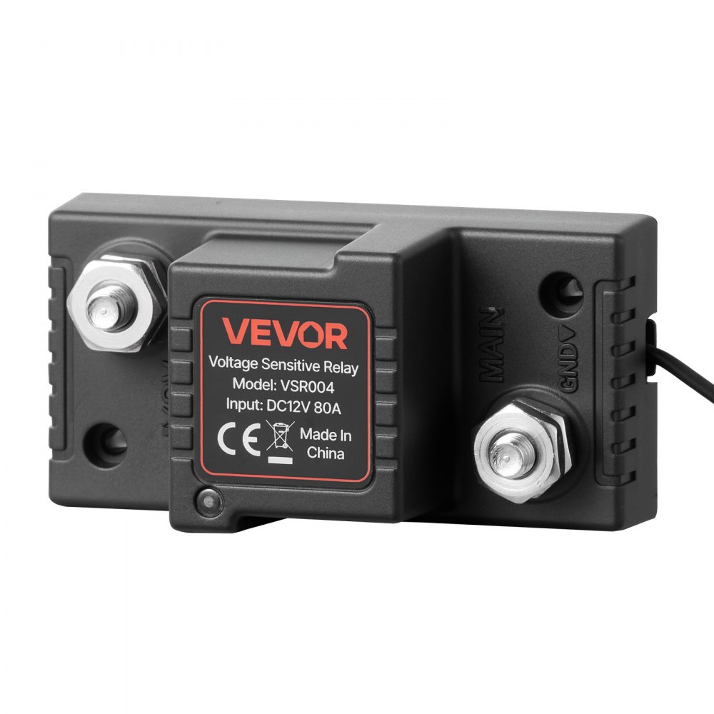 Dual Battery Disconnect Relay Kit, 12V 80A 0.6m 13.3mm² (6AWG) VSR Voltage Sensitive Relay with Voltmeter LCD Screen Battery Isolator Switch Compatible with Lead Acid Batteries for UTV ATV