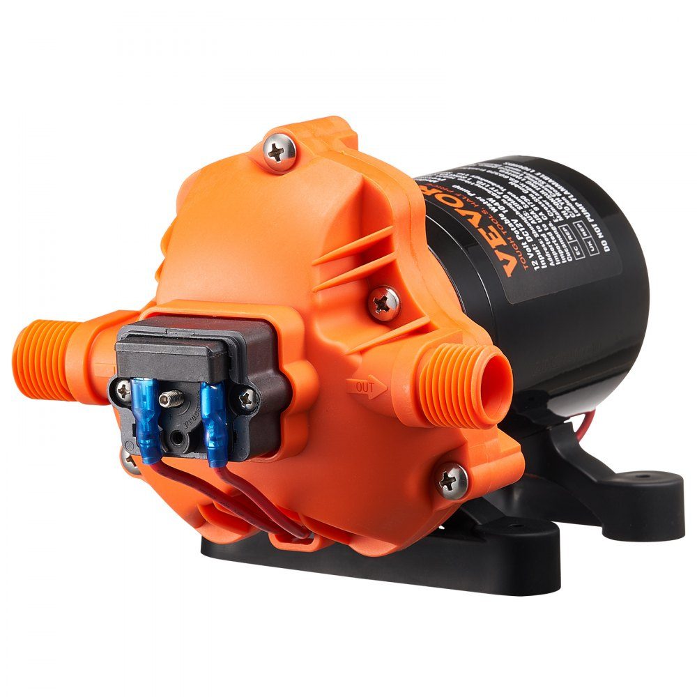 12-V-Membranpumpe, 13,25 l/min, 3-Kammer-Gleichstrom-Wasserpumpe mit automatischem Druckschalter, 40–100 PSI, verstellbar, 50 PSI, 1/2 Zoll MNPT-Anschluss für Wohnmobil, Yacht, Food Truck, Camper, Marine