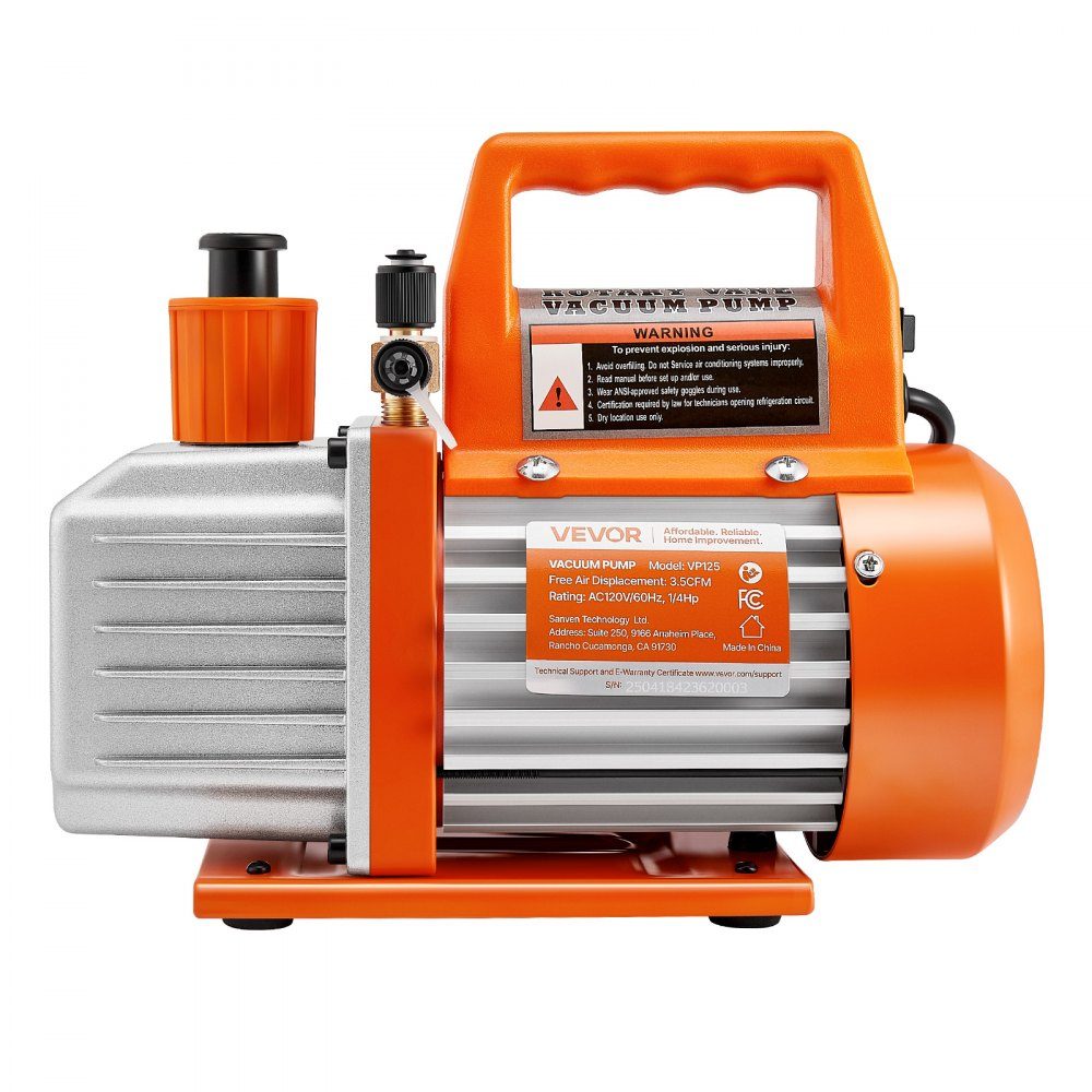Vacuum Pump 99L/min HVAC Single Stage Rotary Vane AC Vacuum Pump for R134a R22 R410a Systems with Oil Bottle 4 Pole Motor 5Pa for Automotive Air Conditioning Resin Degassing