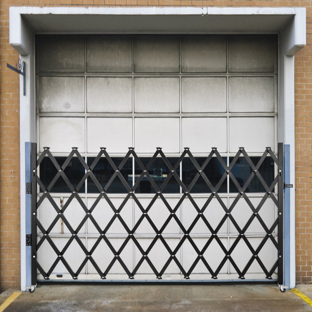 Single security gate, folding door gate, steel accordion security gate, 190×131cm (W×H) expandable security gate, 360° rolling barricade gate, scissor gate or padlocked door