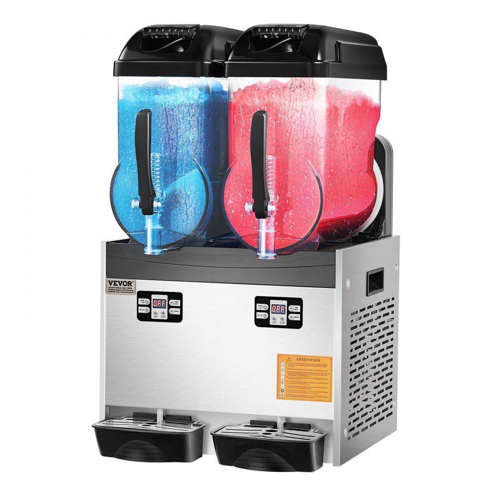 Machine à Slush Commerciale 12L x 2 Machine à Crème Glacée à Double Réservoir Machine à Slush pour Boissons Glacées Machine à Smoothie Margarita 96 Tasses pour Fête à Domicile Restaurant Café Bar