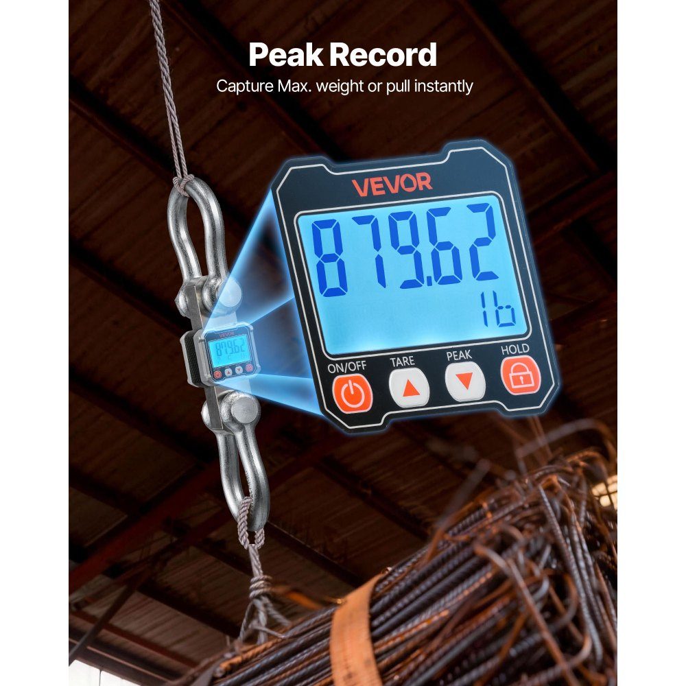 Crane Scale 10T, Digital Hanging Scale, Industrial Scale with Cast Aluminum Housing & LCD Display, 2kg Division & 3 Level Switch, Remote Control, Play Scale, Hook Scale for Garage & Factory