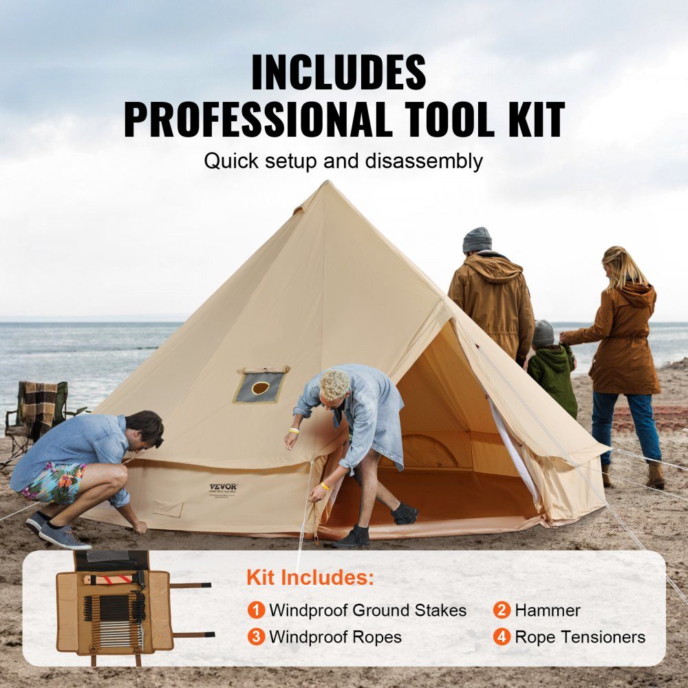 Canvas Bell Tent 3m 4 Seizoenen Canvas Tent voor kamperen met kachelaansluiting