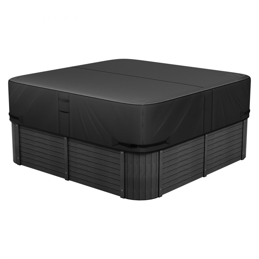 Hottub-afdekking (2235 x 2235 x 508 mm) weer- en waterdicht, spa-afdekking stofhoes van Oxford-stof en 950N scheurvastheid, stofdicht voor badkuipen zwart