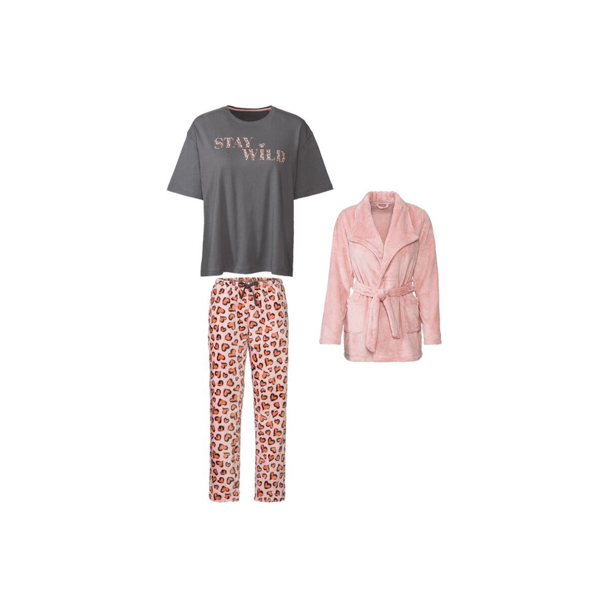 esmara® damespyjama, maat. M, roze/grijs