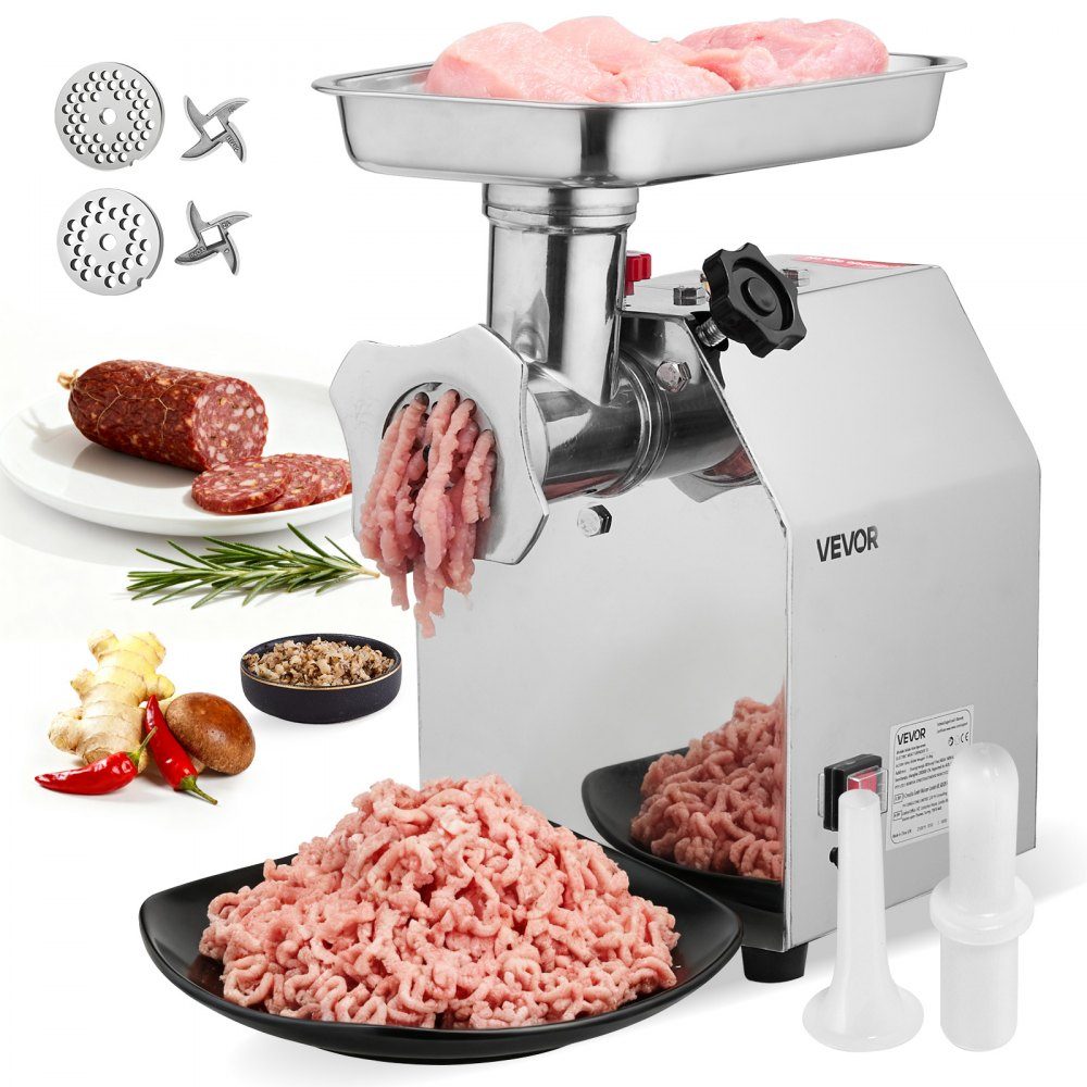 3.2kg/min Capacity Electric Meat Grinder, 850W Industrial Tabletop Meat Grinder with Blade and Grinding Plate, Sausage Machine, Stainless Steel Commercial Meat Grinder for Kitchen Restaurant