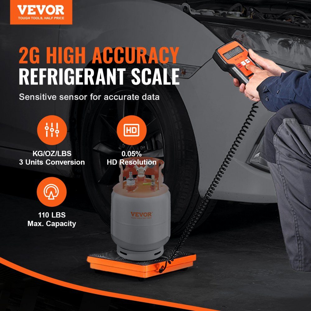 Balance de Réf. rigérant, balance de fréon de récupération de charge de 50 kg avec télécommande filaire, balance de poids de récupération numérique électronique de haute précision de 2 g avec étui et batterie sèche