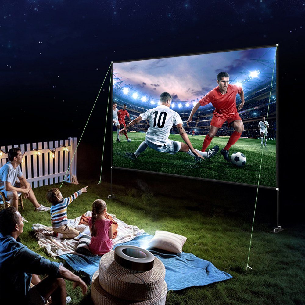 Projection Screen with Stand 15" Portable Movie Screen 16:9 Outdoor Indoor Projector Screen 138" x 80" Mobile Projector Screen 160°