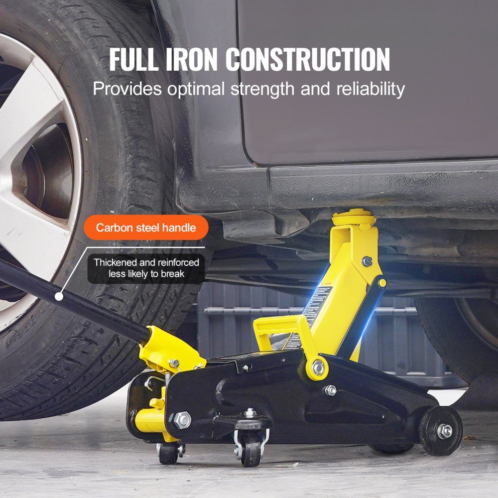 Hydraulic Car Jack Flat Car Jack 2T Heavy Duty Iron Hydraulic Car Jack Hydraulic Car Jack with Single Piston Quick Lift Pump Yellow 125.2-335mm