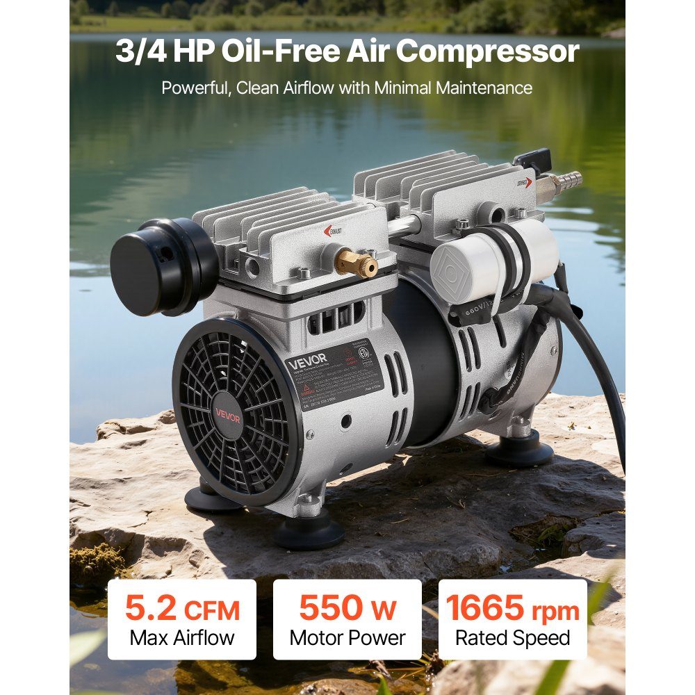 Teichbelüfter, Luftkompressor 590 W, Nenndrehzahl 1400 U/min, Teichbelüftungspumpe, max. Druck 0,3 MPa, Einstelltemperatur -5 °C bis 40 °C, inklusive Timer, ideal für Teich, Wassergarten