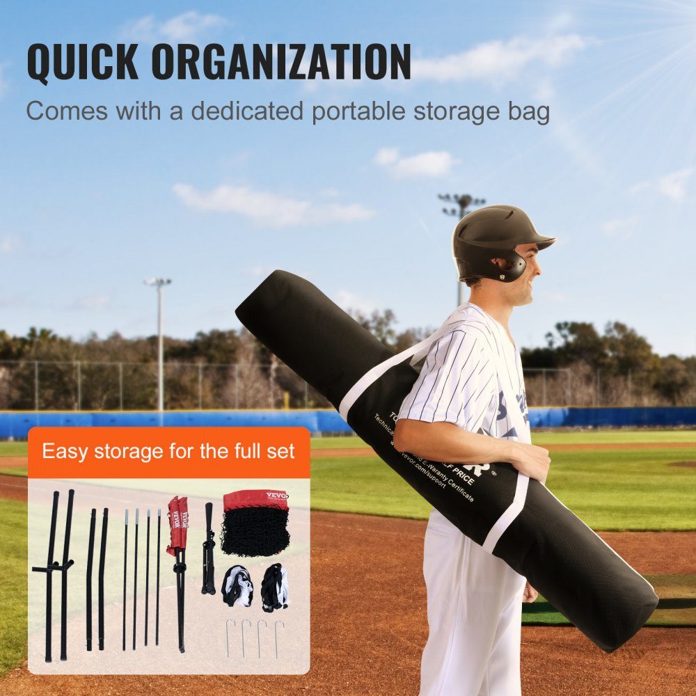 94" x 42" x 84" Baseball Softball Practice Net, Portable Baseball Training Net for Batting, Catching, Pitching, Backstop Equipment with Arch Frame, Carry Bag, Strike Zone, Balls, Ball Collector