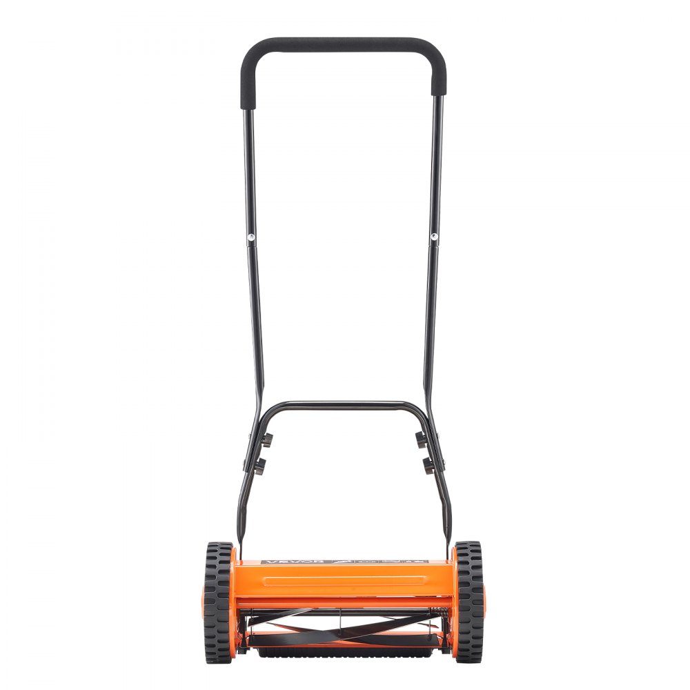 Spindelmäher mit 400 mm Schnittbreite, Rasenmäher 15–45 mm verstellbare Schnitthöhe, Handmäher mit 5 Messern und Grasfangsack, ideal für Rasen, Einfahrten, Innenhöfe