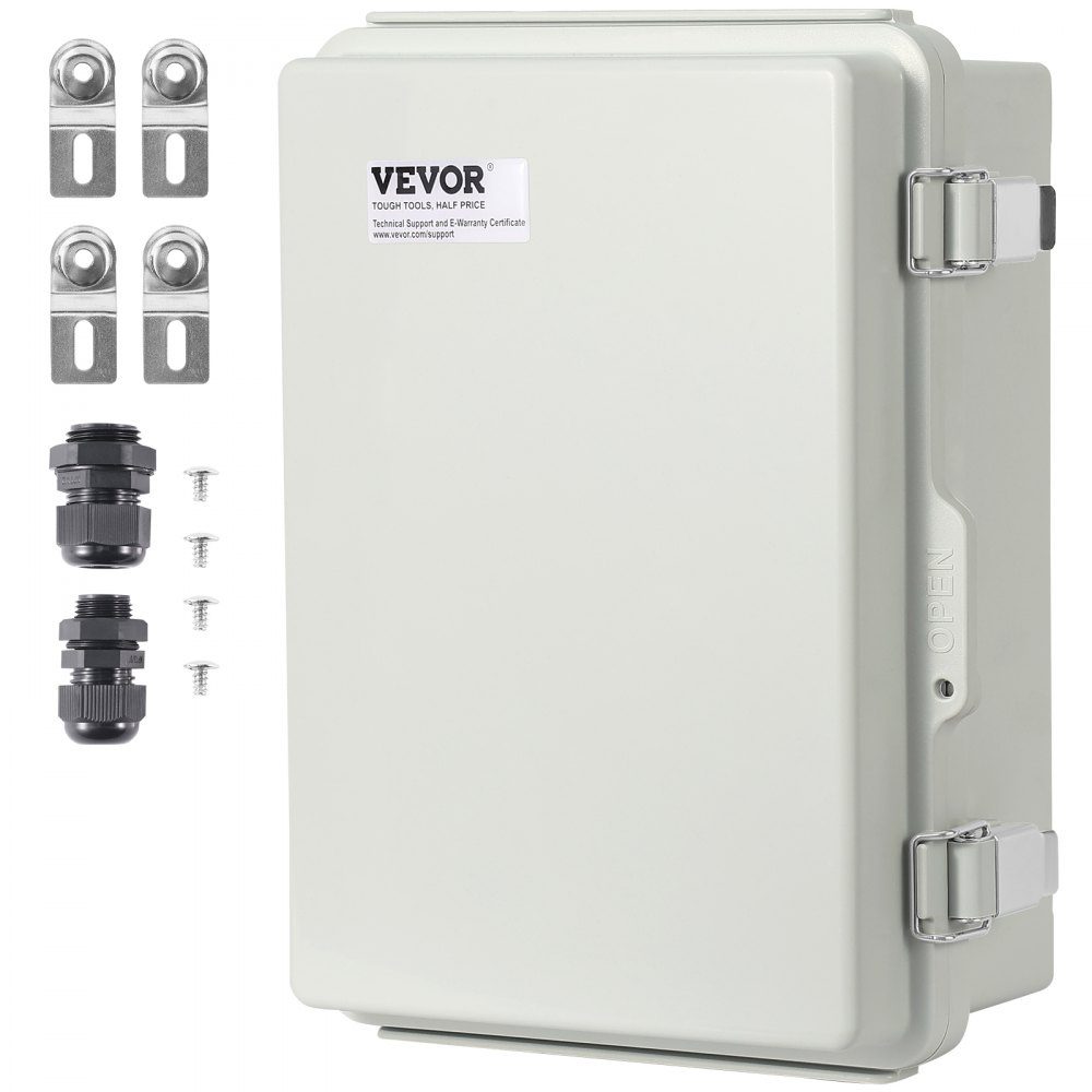 Outdoor Electrical Junction Box 300x200x180mm ABS Plastic Electrical Enclosure with Hinged Lid Stainless Steel Latch IP67 for Outdoor Electrical Projects