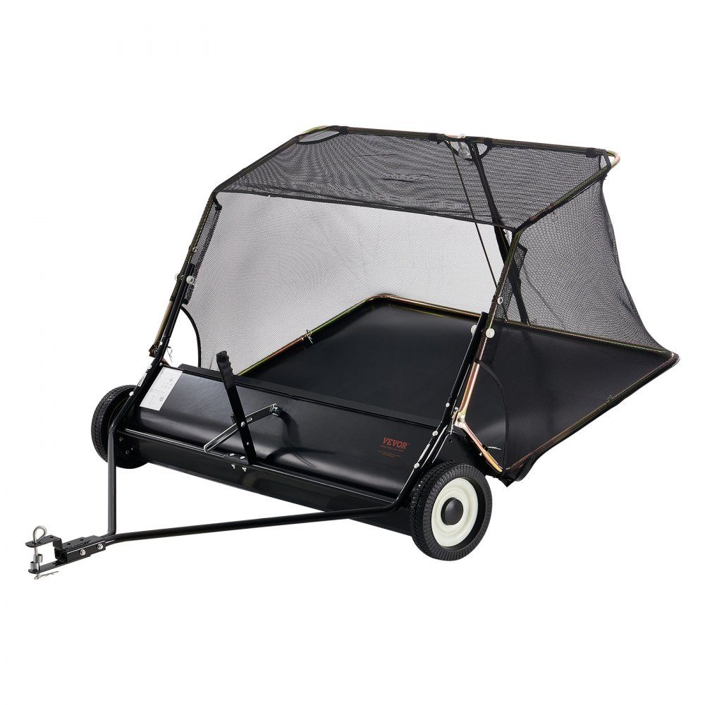 Rasenkehrmaschine, 132 cm Kehrbreite, Laubkehrmaschine mit verstellbarer Kehrhöhe, Rasenkehrmaschine mit 736 L, Laubkehrmaschine, Anhängekehrmaschine für Rasentraktor, Garten, Hof, Rasenpflege