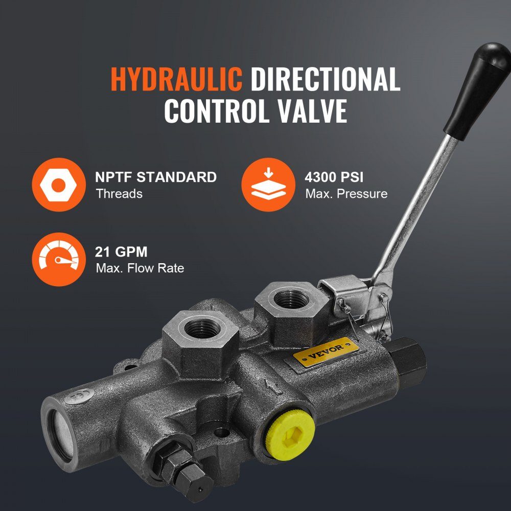 Kit de pompe hydraulique pour fendeuse de bûches, 60,6 L/min, 2 étages, 276 bars, pompe hydraulique à engrenages en aluminium avec valve, entrée 1", sortie 1/2" NPT, 3600 tr/min pour fendeuses de bûches montées sur petit moteur