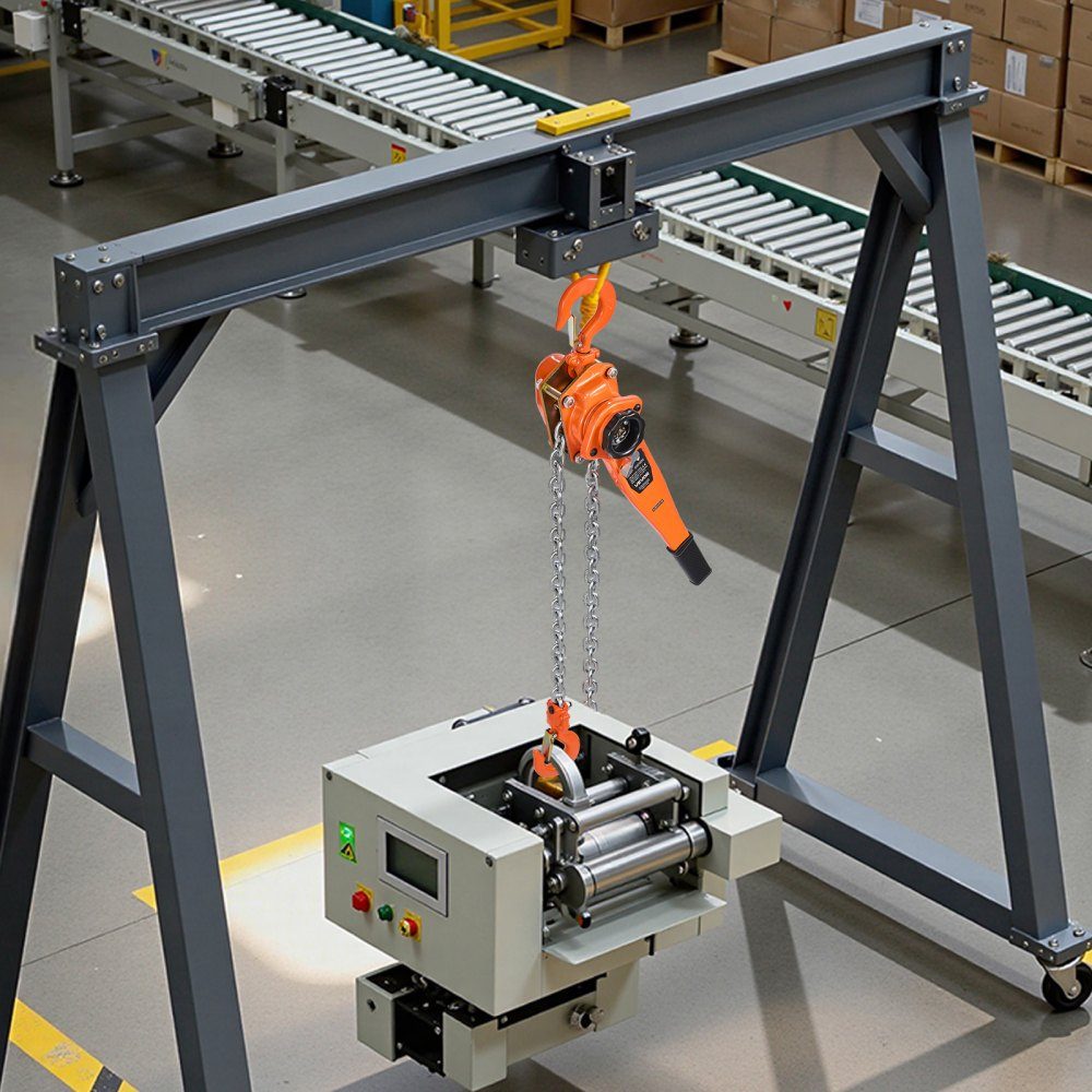 Lever Hoist, 3/4T Load Capacity Hand Chain Hoist, 6m Stroke, G80 Steel Alloy Chain with Mechanical Double Pawl Brake, 360° Swivel Hook, Ratchet Hoist for Warehouse, Construction and Garage