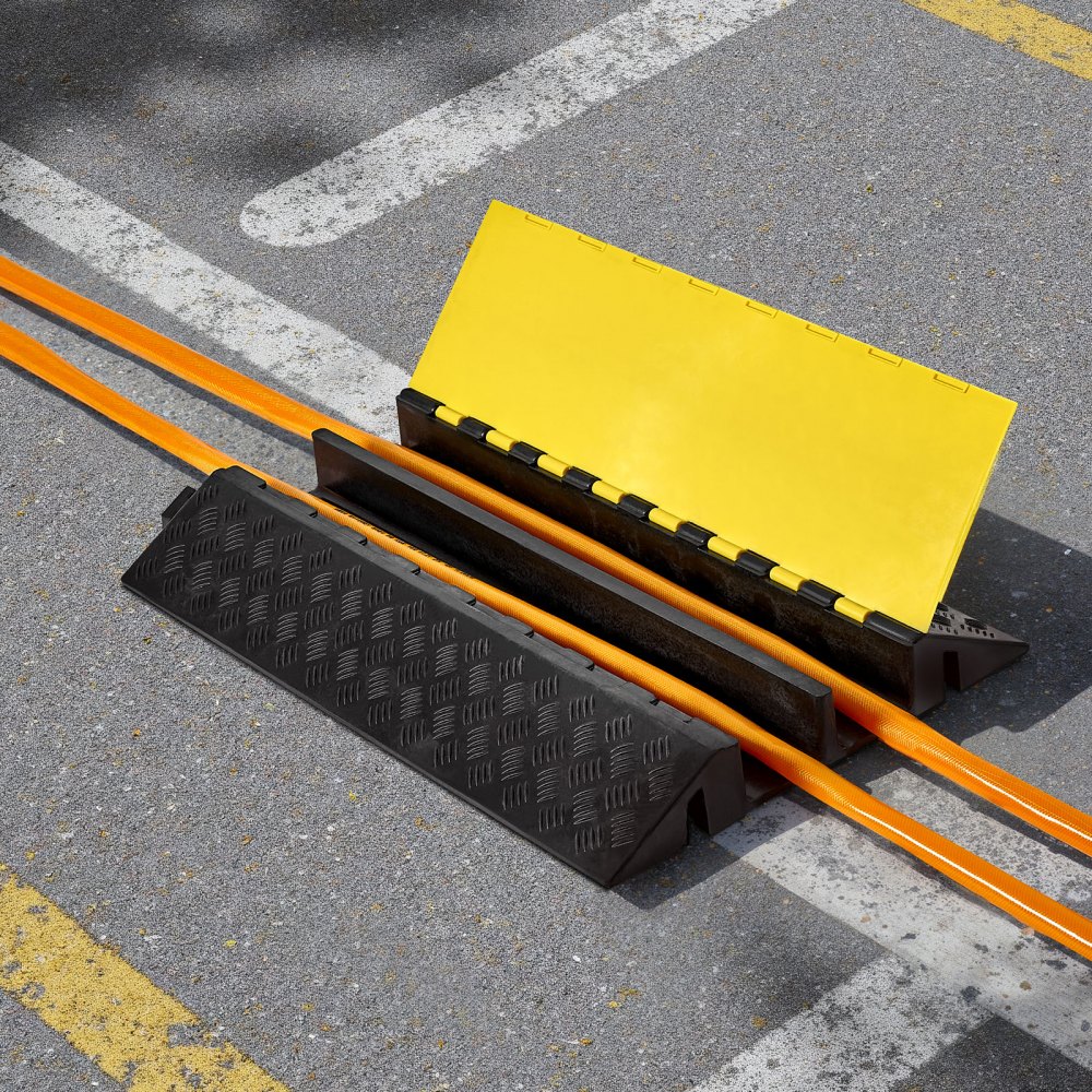 950 mm kabelbrug 9979 kg 2 kanalen (100 x 75 mm) rubberen overloopbeveiliging struikelbeveiliging vloerafdekkingen voor gebieden met hoge drempels thuiskantoor magazijn pak van 1