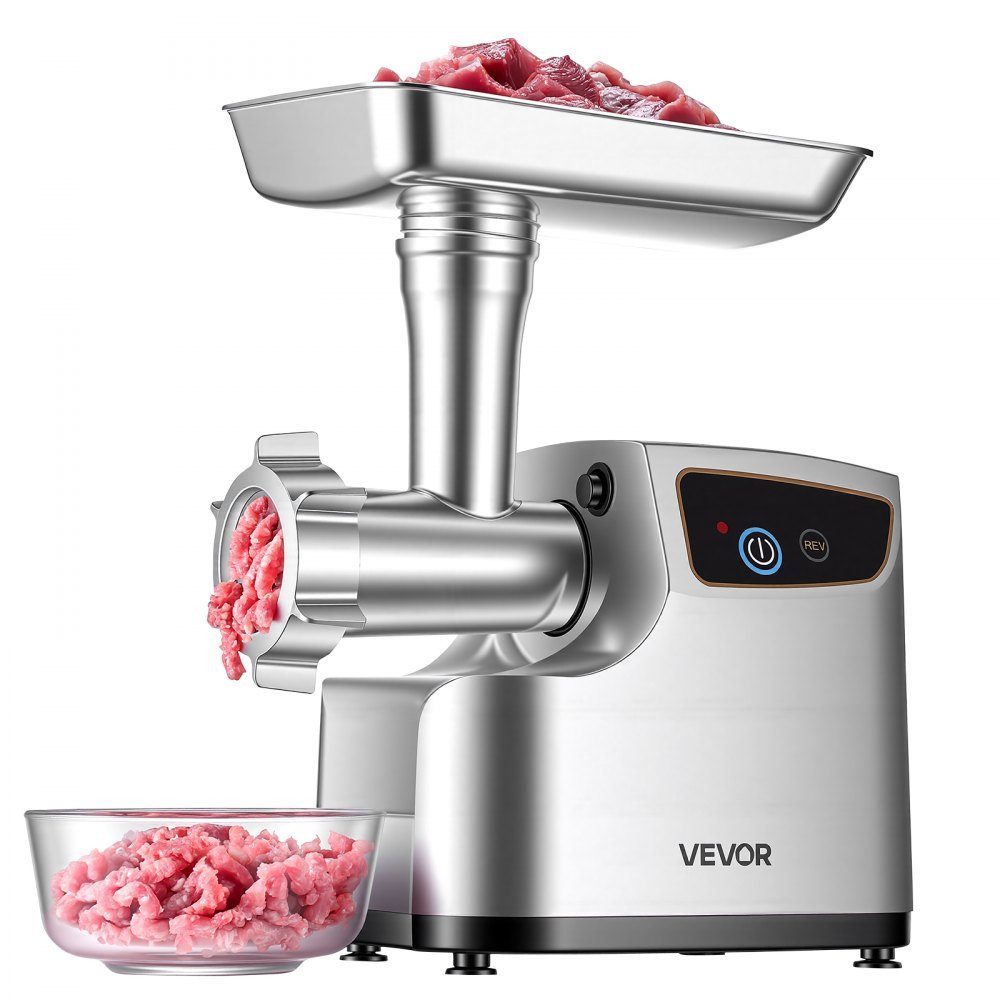 Fleischwolf, 2,3 kg/min Kapazität, elektrischer Fleischwolf #8 mit 3 Lochscheiben, 3 Wurstfüllrohren & Kubbe-Set, 700 W 2-in1 Küchenmaschine für die heimische Küche
