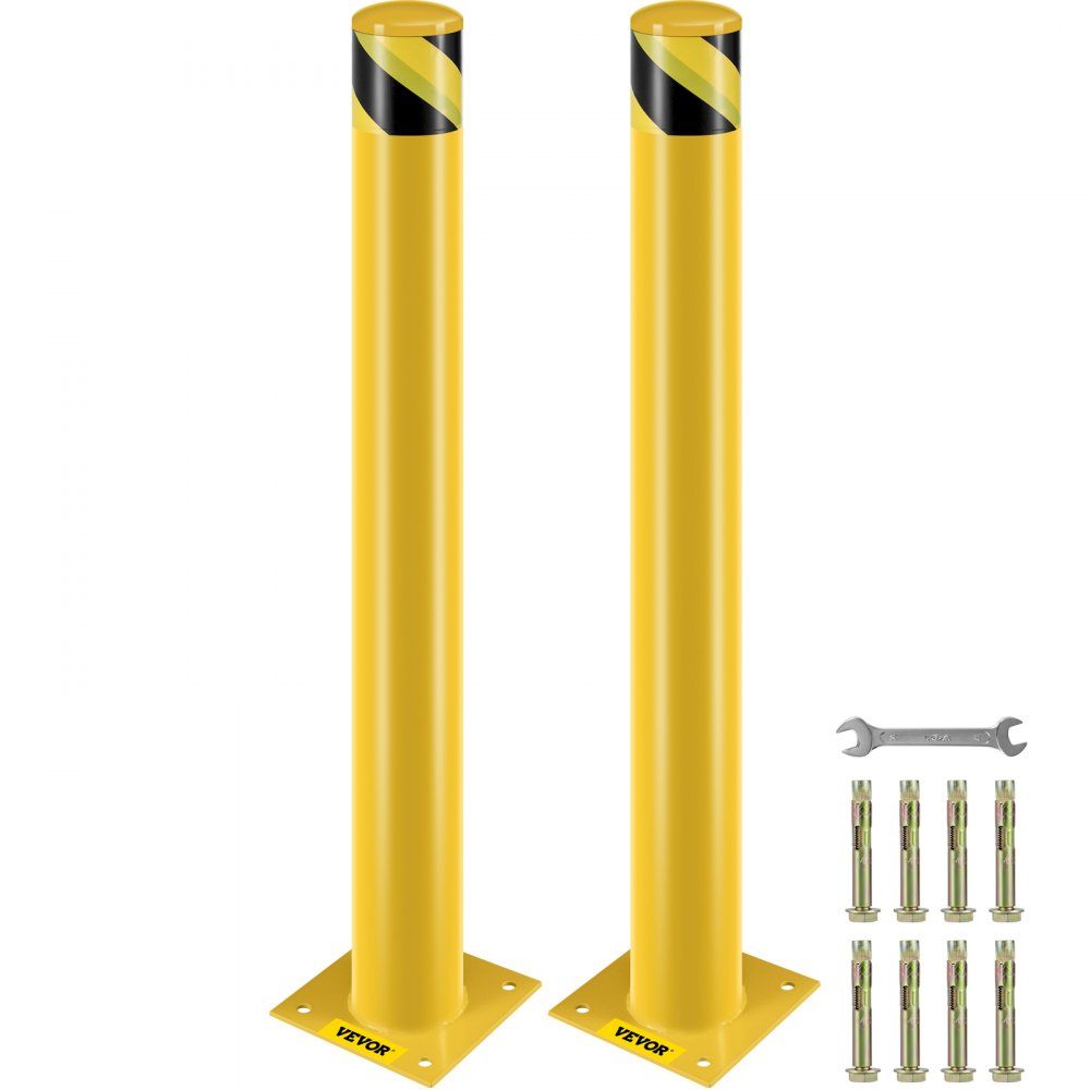 Lot de 2 bornes de sécurité de stationnement de 107 cm, poteaux de barrière de stationnement de 20 x 20 cm, poteaux de stationnement, poteaux de stationnement, poteaux de circulation, poteaux de rue, adaptés aux espaces intérieurs et extérieurs, parkings