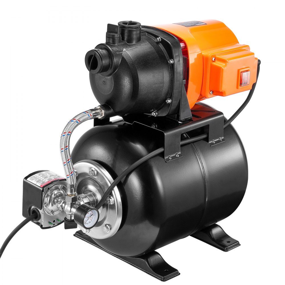 750 W Gartenpumpe, 3700 l/h automatische Bewässerungspumpe mit 50 m Förderhöhe, Kreiselpumpe mit 20/40 PSI Druckschalter, Flachbrunnenpumpe, thermoplastischer Pumpenkopf für Hausgarten und Rasen