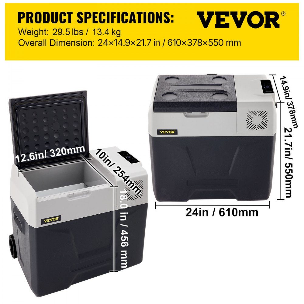 50L Car Fridge Compressor Cooler Box Stainless Steel Holiday Insulated Box Mini Fridge Cooler Box Car and Socket
