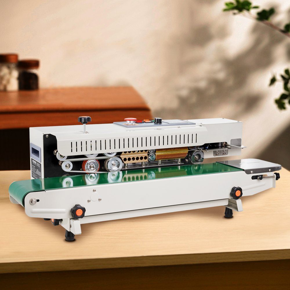 Continuous Bag Band Welding Machine, 0.24-0.47 inch/6-12mm Welding Width, Horizontal Band Welding Machine with Digital Temperature Control, Bag Welder for 0.02-0.8mm Plastic Bags, Inflation Function