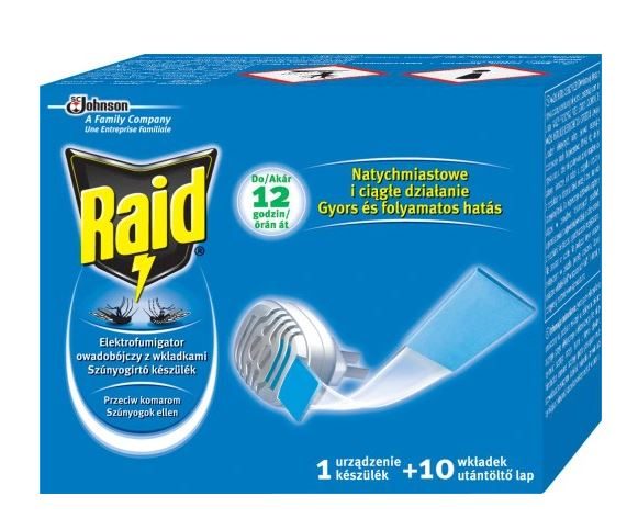 RAID KOMARY DUŻO ELEKTROFUMIGATOR + 10 WKŁADÓW - Nr kat. HT-50763