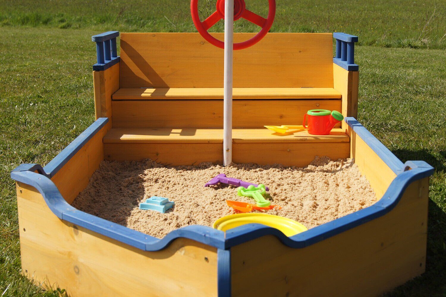 Bac à sable en bois pour bateau pirate avec cachette secrète Bac à sable en bois
