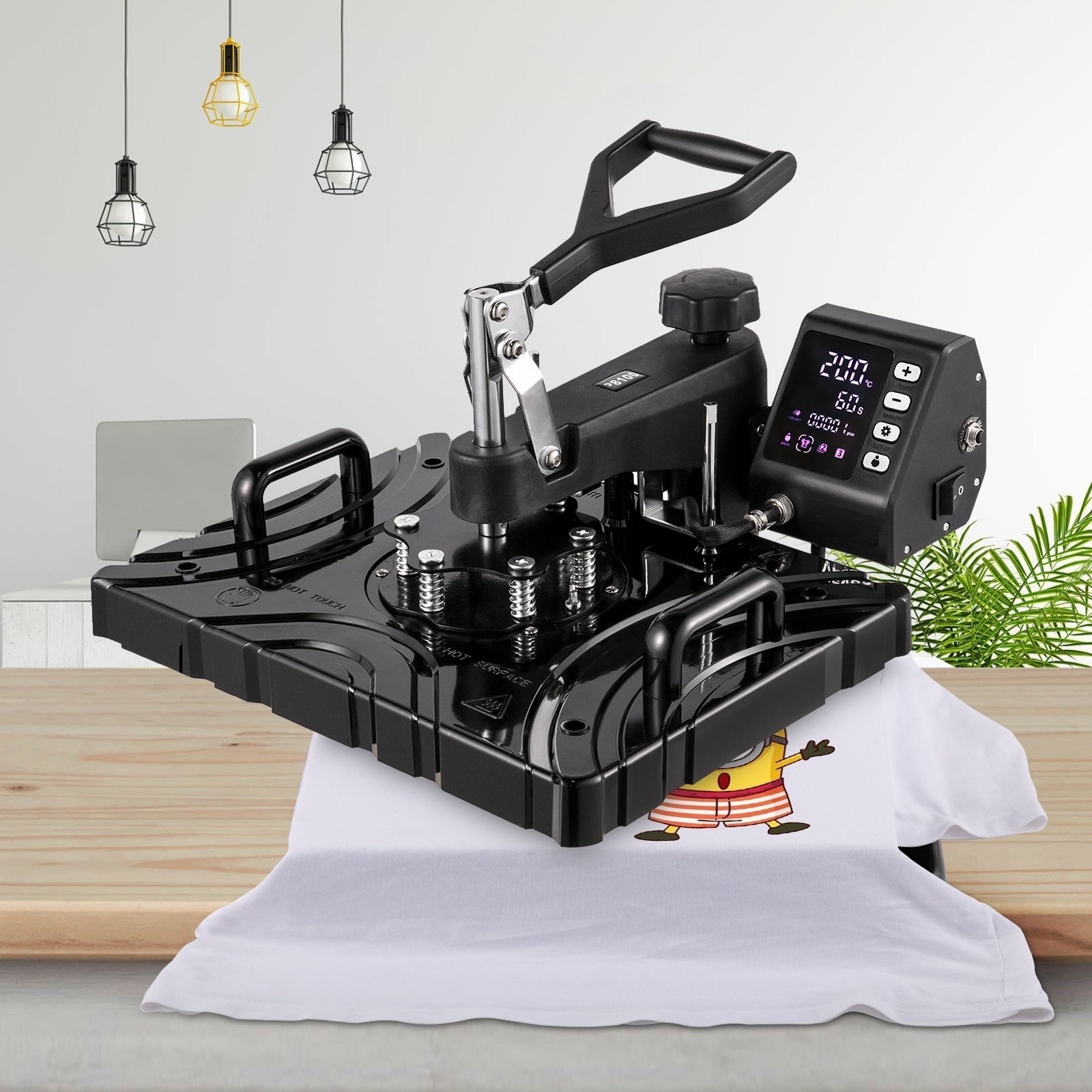 Digital Premium Heat Press 10 in 1 Transfer Press Black 38x30cm Hot Press Machine Textile Press Multifunctional Sublimation T-Shirt Press Mug Press Cup Press Hats Plates Cups 360 Degrees