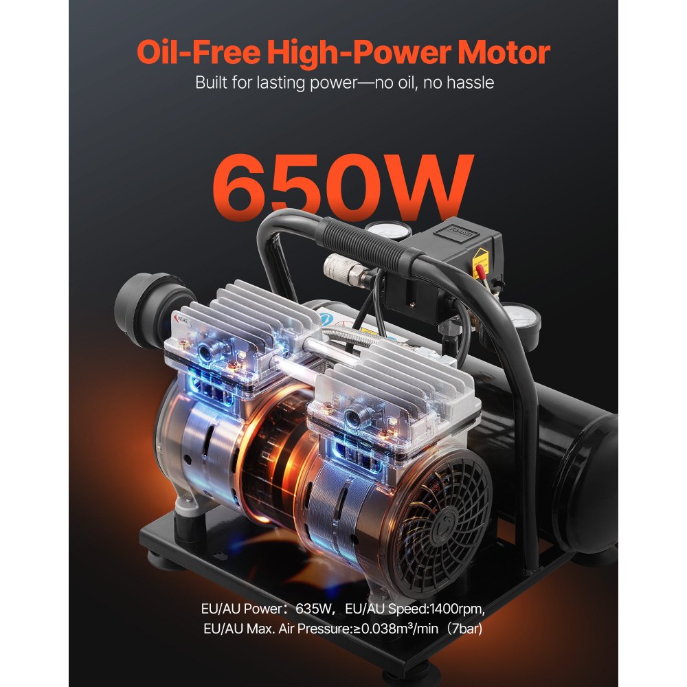 Luchtcompressor, stalen tank van 1 gallon, 1 pk, 1,5 CFM, 7 bar, olievrije luchtcompressor en maximale druk van 120 PSI, 68 dB, ultrastille draagbare compressor voor autoreparatie, bandenspanning, spuiten Luchtcompressor, stalen tank van 1 gallon, 1 pk, 1,5 CFM, 7 bar, olievrije luchtcompressor en maximale druk van 120 PSI, 68 dB, ultrastille draagbare compressor voor autoreparatie, bandenspanning, spuiten