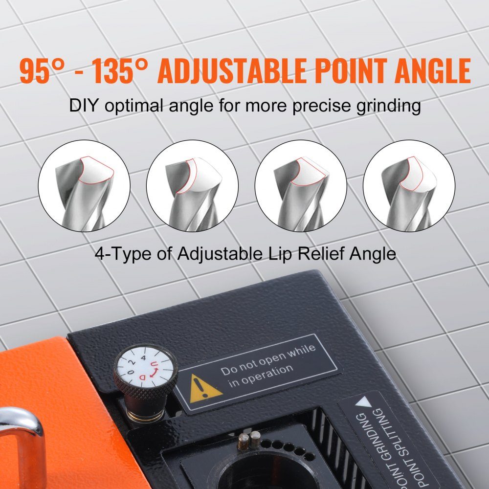 Drill Grinder 120W Drill Grinder 4500RPM Sharpening Station 45# Steel Drill Sharpener 95-135° Adjustable Tip Angle 18 Collet Chucks Suitable for Drill Diameter φ3-20mm