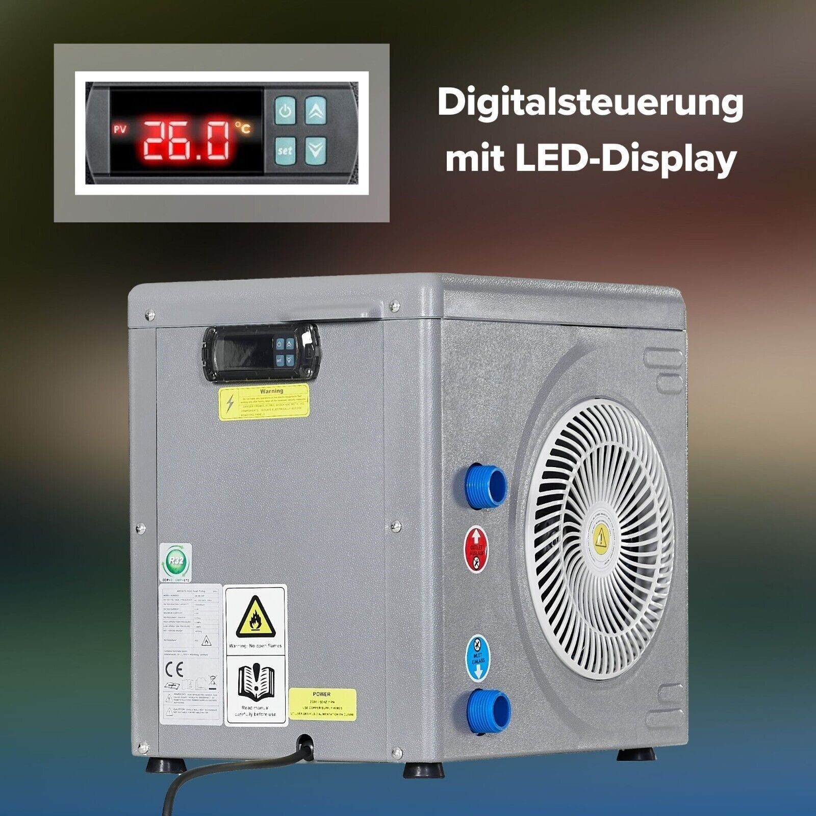 Zwembadwarmtepomp zwembadverwarming water-lucht warmtewisselaar warmtepomp 3,9 kW