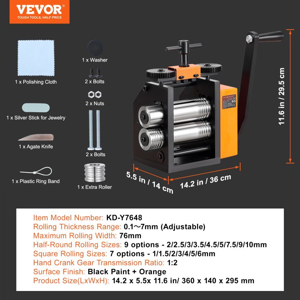 3 in 1 hand rolling mill machine 76mm combination rolling mill, hand rolling mill jewelry rolling mill adjustable thickness 0.1-7mm, hand rolling mill machine for gold, K-gold, pure silver, 925 silver etc