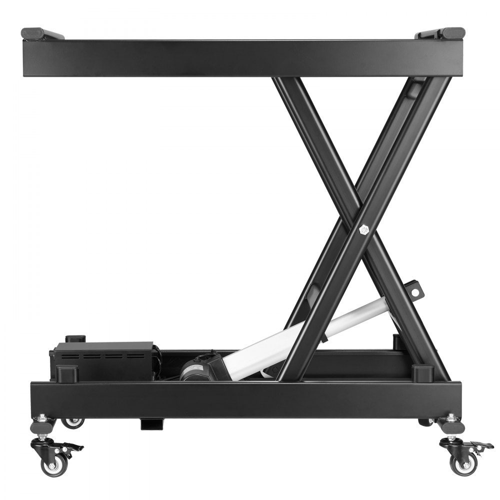 Table élévatrice électrique 76 x 44 cm, capacité de charge de 150 kg, table élévatrice à ciseaux, hauteur réglable de 200 à 710 mm, table basse élévatrice à 4 roues, pour la manutention et le transport, noir