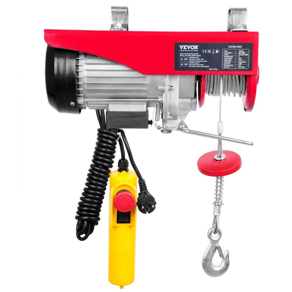 230V elektrische Seilwinde 300kg bis 600kg Hubhöhe 12m Seilzugmotor Winde 1150W Motor Flaschenzug 10m/min Hubgeschwindigkeit Hebezeug mit Kabelfernbedienung Seilzug Kettenzug