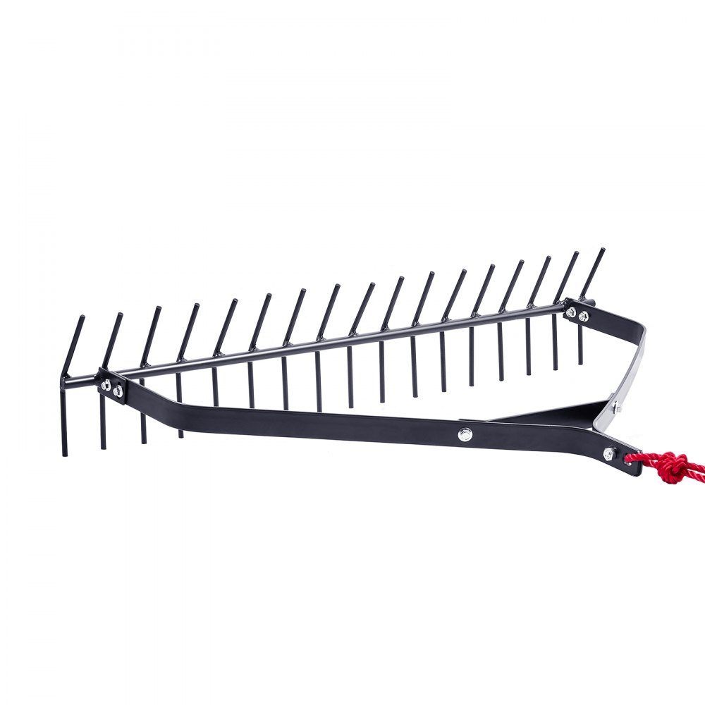 Râteau d'étang 810 x 495 x 165 m Outil d'élimination des mauvaises herbes en fer double face Coupe-plantes léger avec corde de 9 m Aucun assemblage requis pour le ruisseau du lac de l'étang