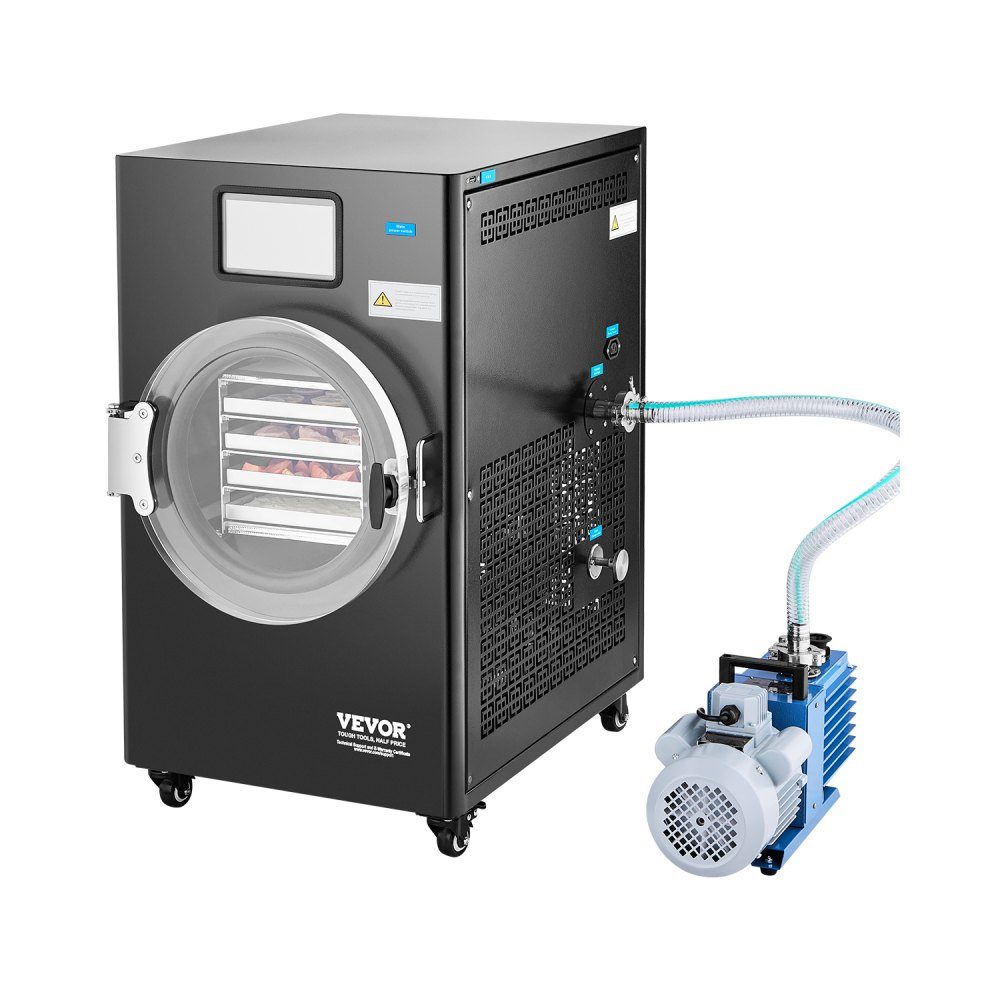 Freeze Dryer Freeze Drying Machine Drying Equipment (4-6kg Capacity) for Food with 4 Layer Trays and Adjustable Temperature and Time, for Fruit Black