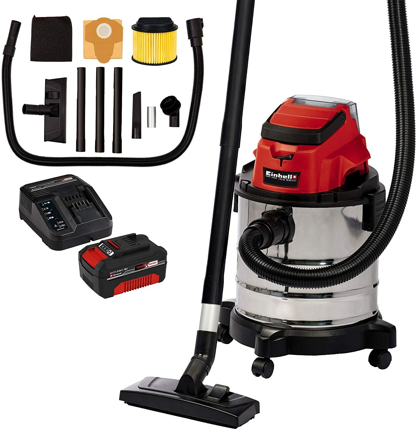 Bezprzewodowy odkurzacz do pracy na sucho i na mokro Einhell TC-VC 18/20 Li S KIT Power Bezprzewodowy odkurzacz do pracy na sucho i na mokro Einhell TC-VC 18/20 Li S KIT Power