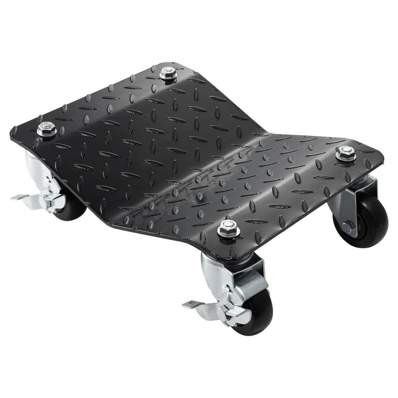 Chariot à pneus portable, paquet de 2, capacité de charge de 1400 kg, chariot d'urgence pour véhicule électrique, chariot à pneus à 4 roues, chariot mobile robuste, support de pneu en acier, adapté aux voitures, motos, pickups, etc.
