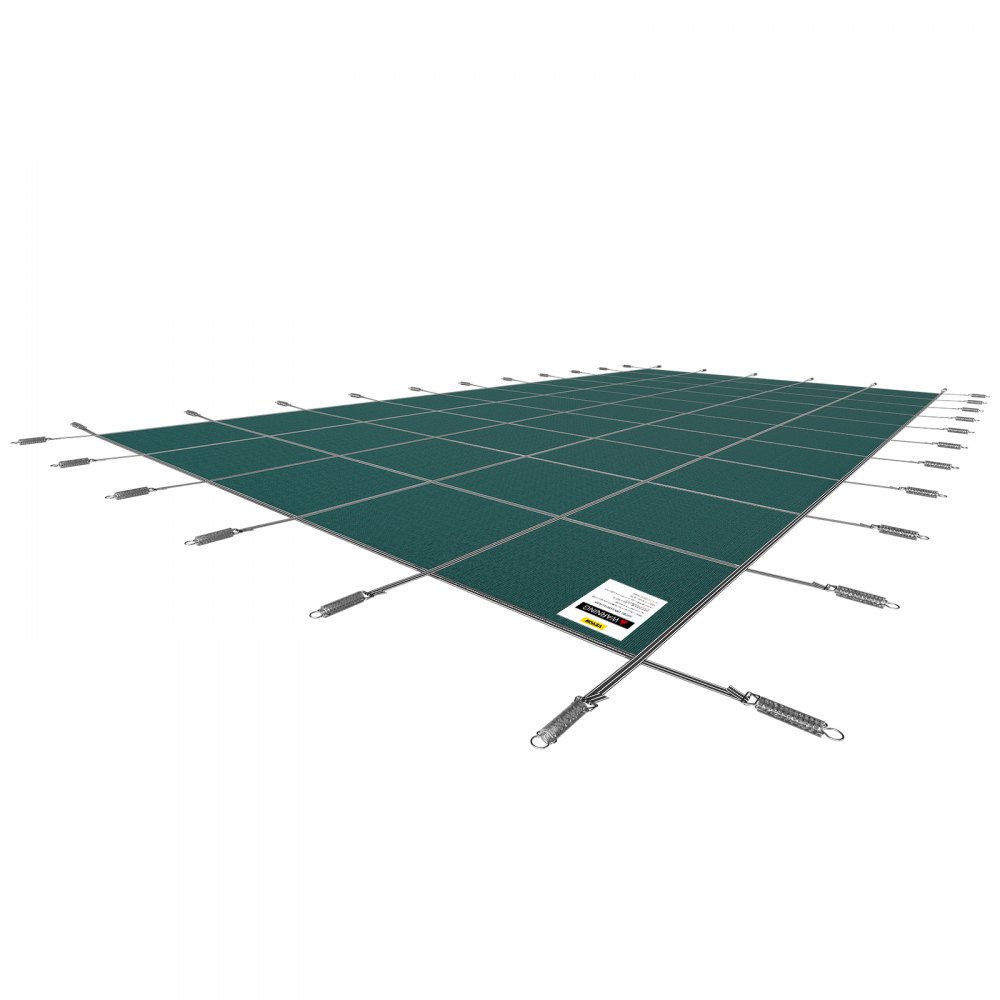 Pool tarpaulin, suitable for rectangular, in-ground pools (4.9 x 9.8 m), safety cover with drainage holes, opaque mesh cover for swimming pools, winter tarpaulin, green