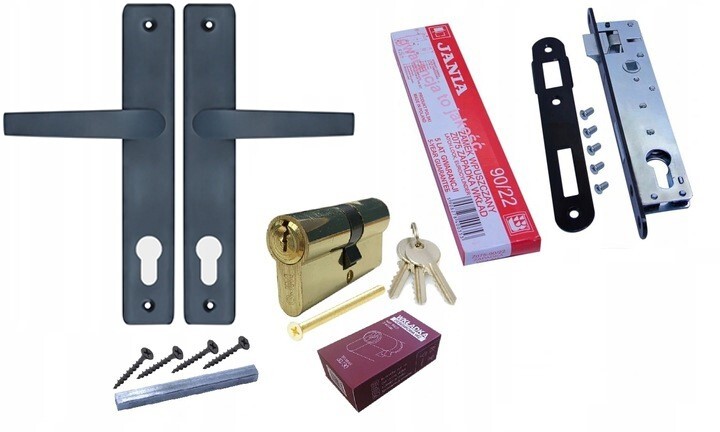 Jeu de poignées poignée de porte ferrure de porte poignée de porte jeu complet graphite (RAL 7016) Jeu de poignées poignée de porte ferrure de porte poignée de porte jeu complet graphite (RAL 7016)