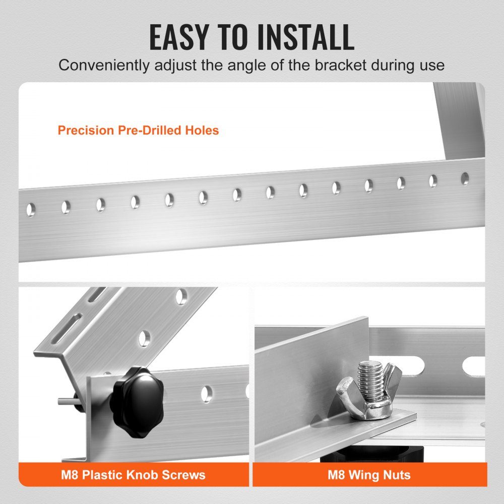Set of 2 Solar Panel Brackets 45" 0 to 90° Adjustable Solar Panel Brackets for 100-400W Solar Panel Lightweight Aluminum Brackets with Folding Tilt Legs for RV Boat