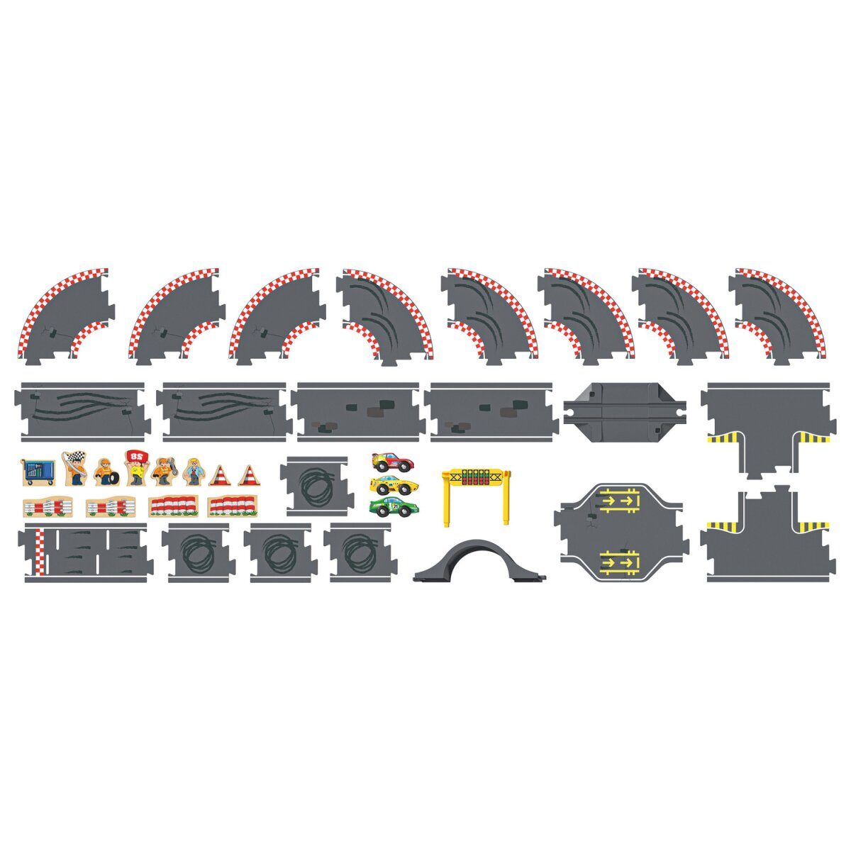 Coffret de route PLAYTIVE®, en bois véritable, piste de course