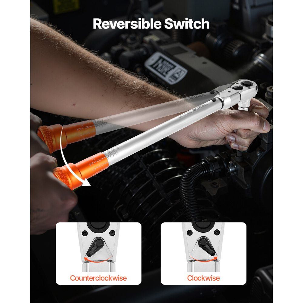 Click Torque Wrench Set (Adjustable) with 1/2" Drive 27.1-216.8N.m, Two Way Torque Wrench Set with Dual Range Scales, 72 Teeth ±3% High Precision for Car Repair