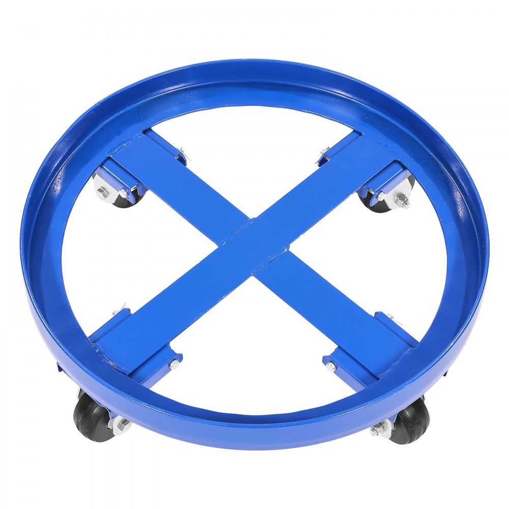 Fassroller für 55 Gallonen, 907 kg Tragkraft, Ø615x188mm Transportroller mit Traversen & 4 Lenkrollen, kippsicherer Wagen für den Umgang mit Fässern im Lager, blau
