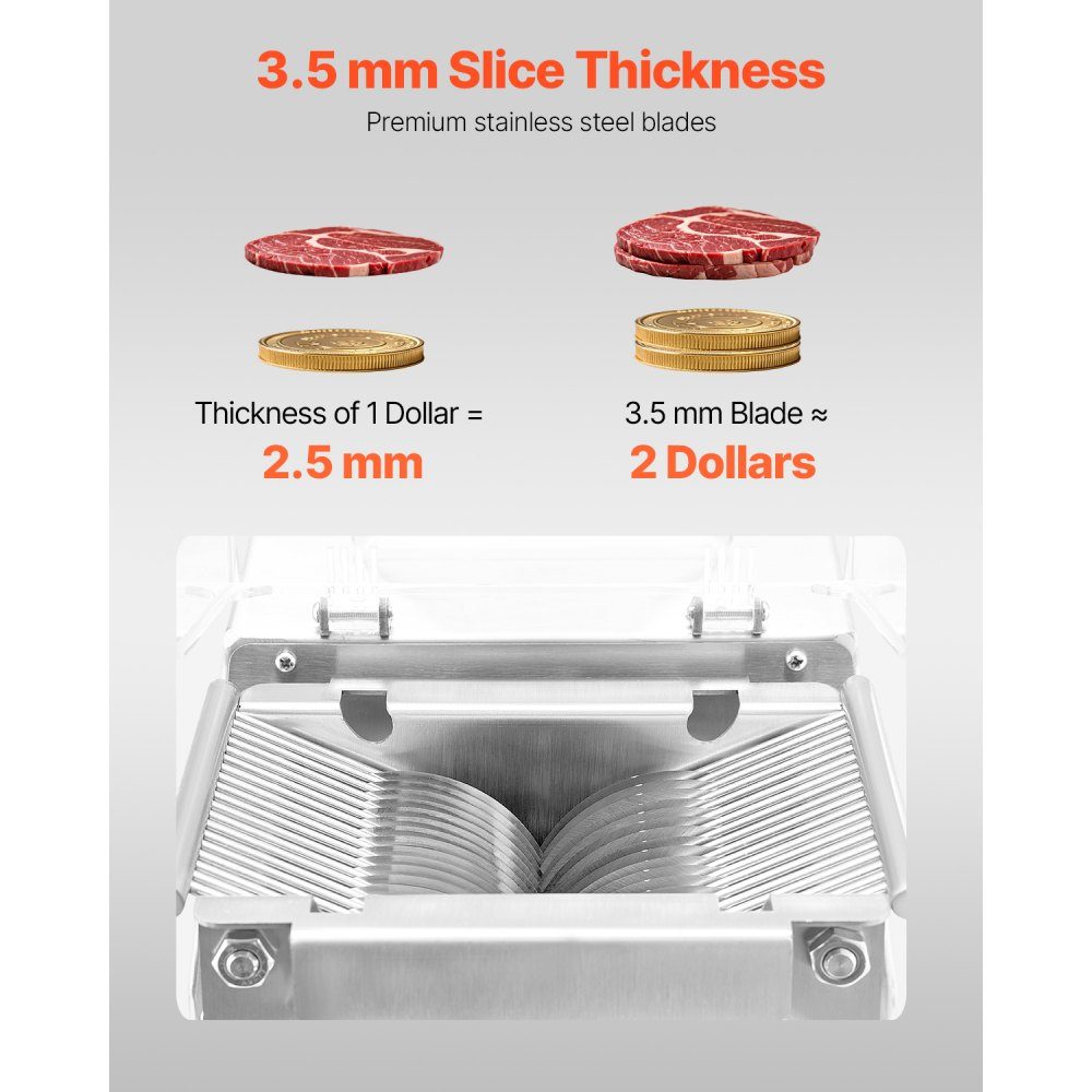 Fleischschneider, Fleischschneider, 550 W, 159 kg/h, kommerzieller Fleischschneider aus Edelstahl (3,5 mm dick), elektrischer Lebensmittelschneider für Restaurant, Supermarkt