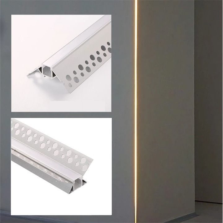 Premium Trockenbau 2M LED-Profil mit Abdeckung Unterputzleiste Rigips Gipskarton Aluminium